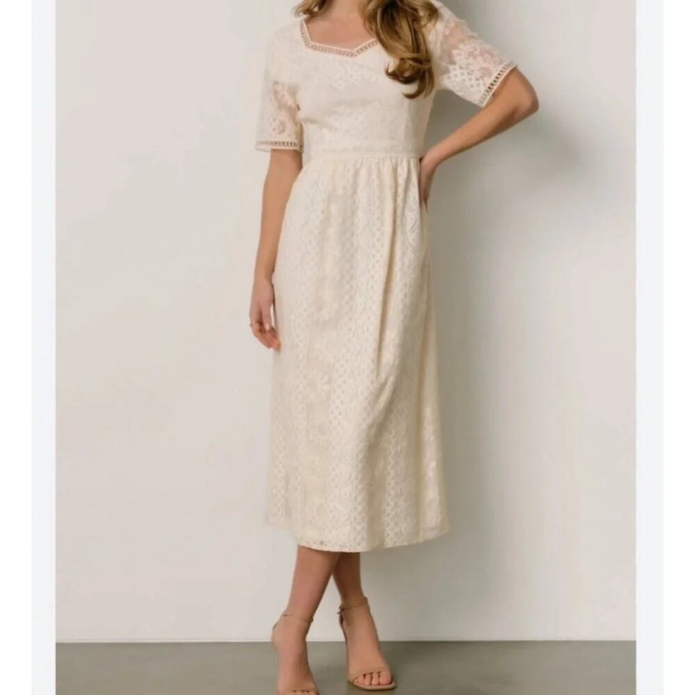 Baltic Born NEW Kody Lace Dress Womens XL Ivory Midi Bridal Shower Wedding